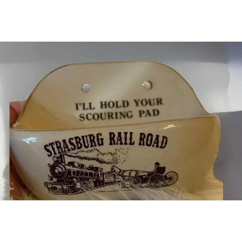 VTG Ceramic Strasburg Railroad Scouring‎ Pad Holder I'll Hold Your Souring Pad